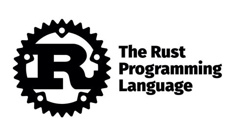 Een plaatje met daarin het logo van Rust met daarnaast de tekst &quot;The Rust Programming Language&quot;
